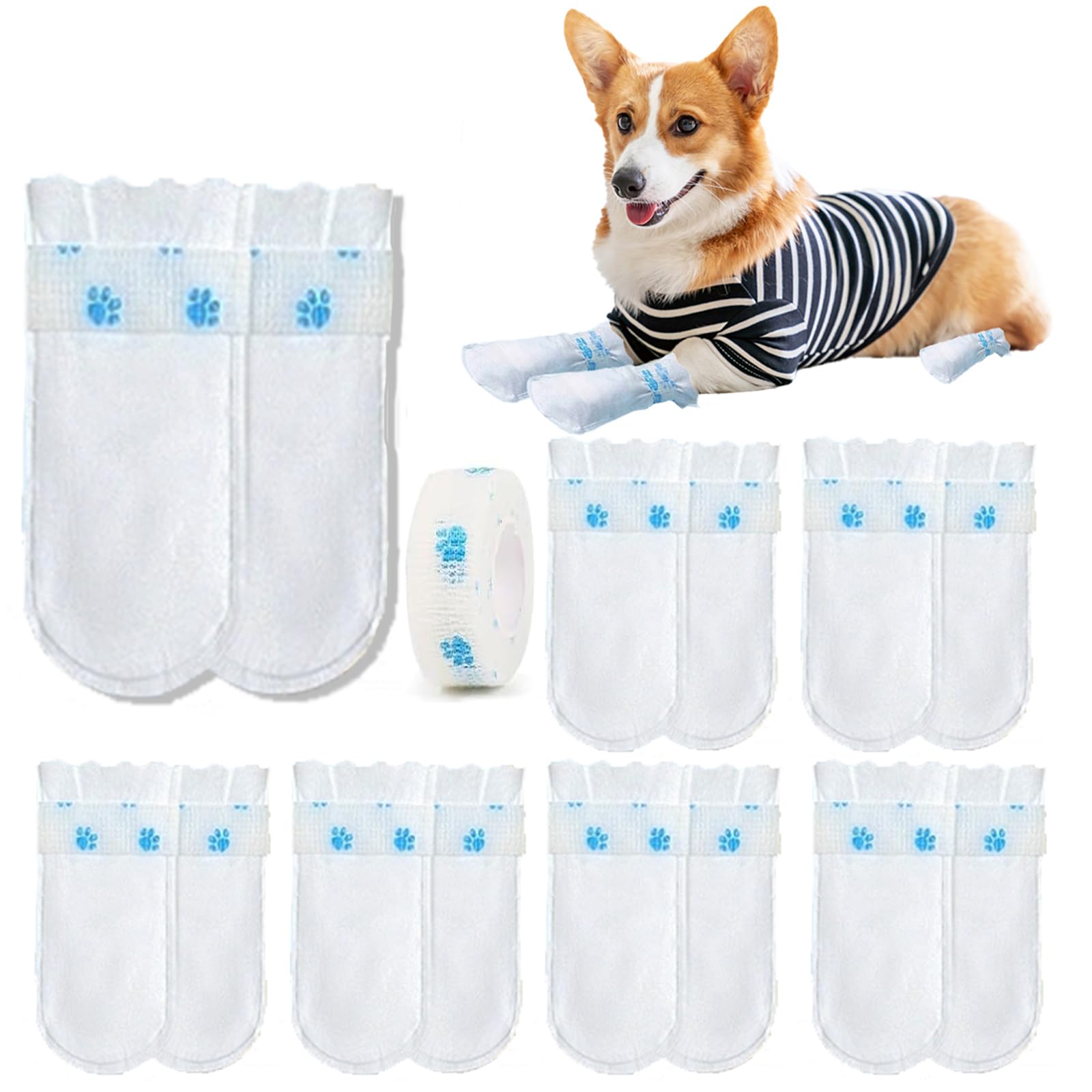 Disposable Dog Paw Booties — 12 Pack + Bandage